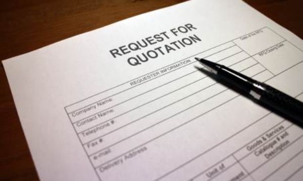 RFQ form for quote request